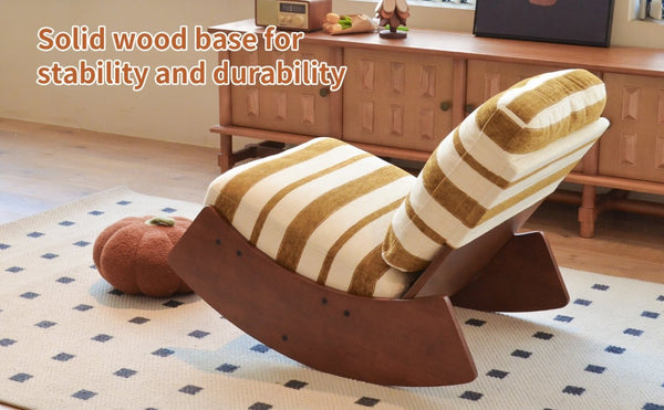 English Elm Comfortable Glider Rocking Chair Solid Wood Frame Plush Upholstered Nursery Accent Yellow W2105P500928