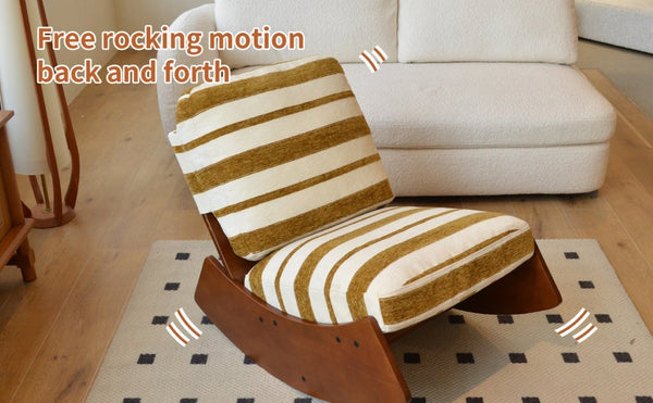 English Elm Comfortable Glider Rocking Chair Solid Wood Frame Plush Upholstered Nursery Accent Yellow W2105P500928