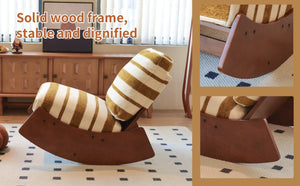 English Elm Comfortable Glider Rocking Chair Solid Wood Frame Plush Upholstered Nursery Accent Yellow W2105P500928