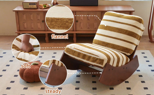 English Elm Comfortable Glider Rocking Chair Solid Wood Frame Plush Upholstered Nursery Accent Yellow W2105P500928