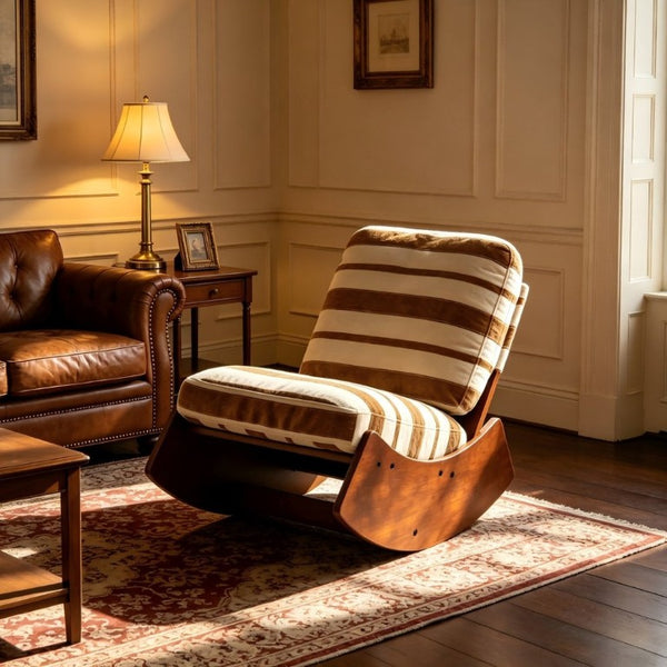 English Elm Comfortable Glider Rocking Chair Solid Wood Frame Plush Upholstered Nursery Accent Yellow W2105P500928