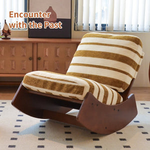 English Elm Comfortable Glider Rocking Chair Solid Wood Frame Plush Upholstered Nursery Accent Yellow W2105P500928