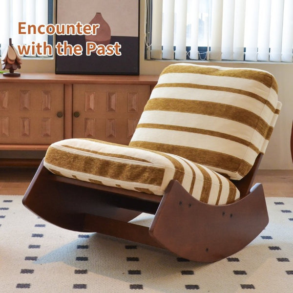 English Elm Comfortable Glider Rocking Chair Solid Wood Frame Plush Upholstered Nursery Accent Yellow W2105P500928