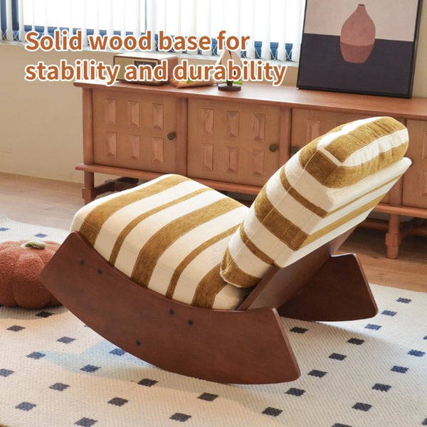English Elm Comfortable Glider Rocking Chair Solid Wood Frame Plush Upholstered Nursery Accent Yellow W2105P500928