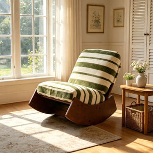 English Elm Comfortable Glider Rocking Chair Solid Wood Frame Plush Upholstered Nursery Accent Green W2105P500930