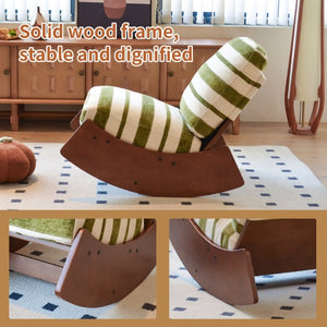 English Elm Comfortable Glider Rocking Chair Solid Wood Frame Plush Upholstered Nursery Accent Green W2105P500930