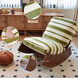 English Elm Comfortable Glider Rocking Chair Solid Wood Frame Plush Upholstered Nursery Accent Green W2105P500930