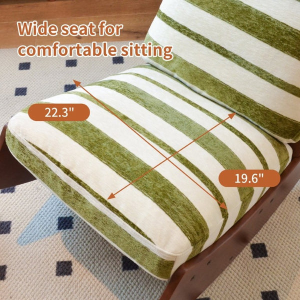 English Elm Comfortable Glider Rocking Chair Solid Wood Frame Plush Upholstered Nursery Accent Green W2105P500930