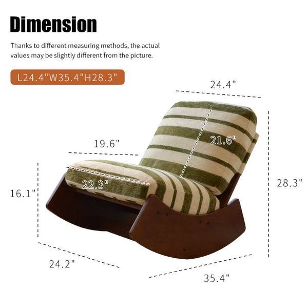 English Elm Comfortable Glider Rocking Chair Solid Wood Frame Plush Upholstered Nursery Accent Green W2105P500930