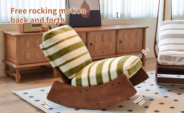 English Elm Comfortable Glider Rocking Chair Solid Wood Frame Plush Upholstered Nursery Accent Green W2105P500930