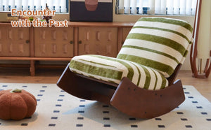 English Elm Comfortable Glider Rocking Chair Solid Wood Frame Plush Upholstered Nursery Accent Green W2105P500930