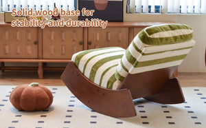 English Elm Comfortable Glider Rocking Chair Solid Wood Frame Plush Upholstered Nursery Accent Green W2105P500930