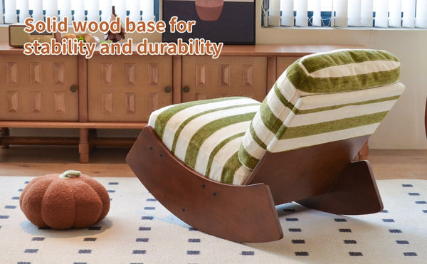 English Elm Comfortable Glider Rocking Chair Solid Wood Frame Plush Upholstered Nursery Accent Green W2105P500930