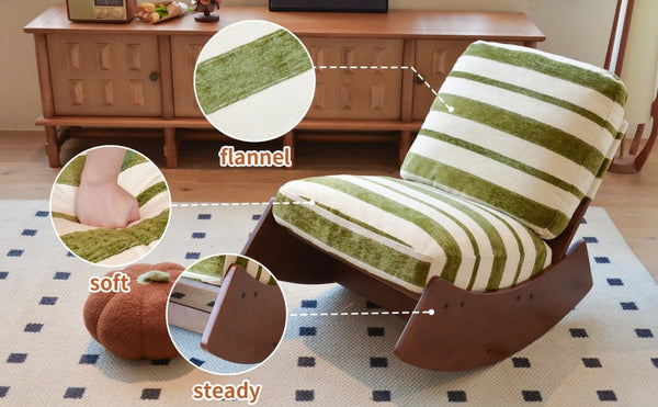 English Elm Comfortable Glider Rocking Chair Solid Wood Frame Plush Upholstered Nursery Accent Green W2105P500930