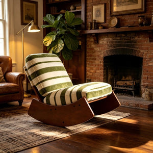 English Elm Comfortable Glider Rocking Chair Solid Wood Frame Plush Upholstered Nursery Accent Green W2105P500930