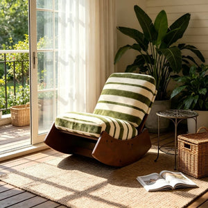 English Elm Comfortable Glider Rocking Chair Solid Wood Frame Plush Upholstered Nursery Accent Green W2105P500930