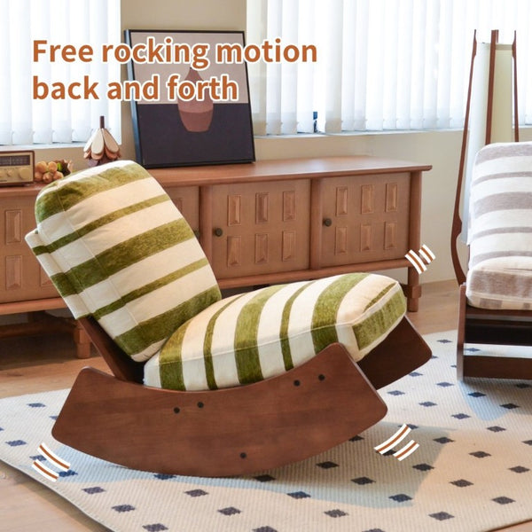 English Elm Comfortable Glider Rocking Chair Solid Wood Frame Plush Upholstered Nursery Accent Green W2105P500930