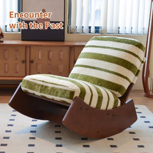 English Elm Comfortable Glider Rocking Chair Solid Wood Frame Plush Upholstered Nursery Accent Green W2105P500930