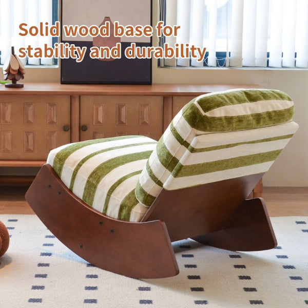 English Elm Comfortable Glider Rocking Chair Solid Wood Frame Plush Upholstered Nursery Accent Green W2105P500930