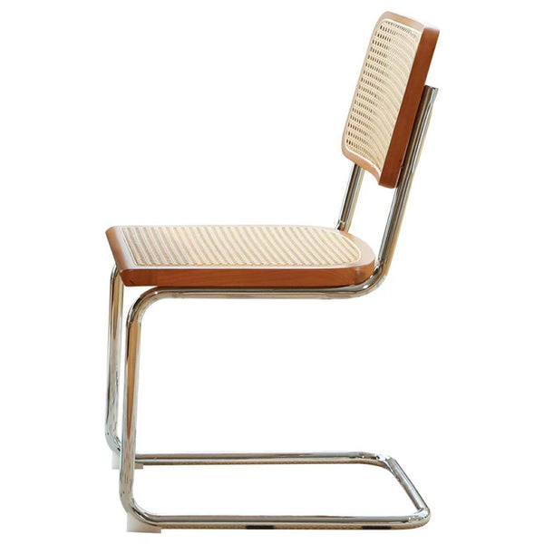 English Elm Dining Chairs Set of 2 Hand Woven Rattan Cantilever Chrome Steel Mid Century Modern Teak W2105P503049