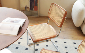 English Elm Dining Chairs Set of 2 Hand Woven Rattan Cantilever Chrome Steel Mid Century Modern Teak W2105P503049