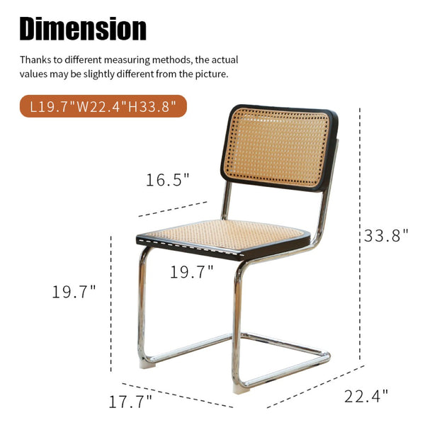 English Elm Dining Chairs Set of 2 Hand Woven Rattan Cantilever Chrome Steel Mid Century Modern Black W2105P503050