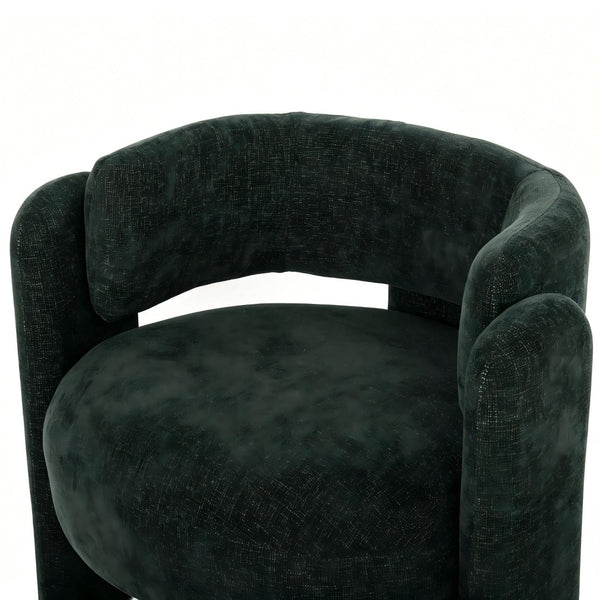 English Elm Modern Sculptural Barrel Accent Chair Hollow Cutout Back Textured Fabric Lounge Seat W2105P509586