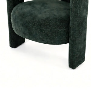 English Elm Modern Sculptural Barrel Accent Chair Hollow Cutout Back Textured Fabric Lounge Seat W2105P509586