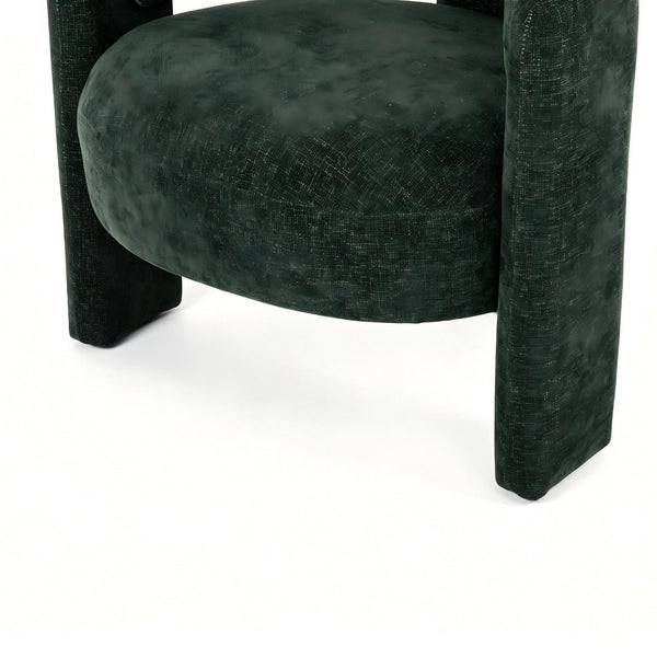 English Elm Modern Sculptural Barrel Accent Chair Hollow Cutout Back Textured Fabric Lounge Seat W2105P509586