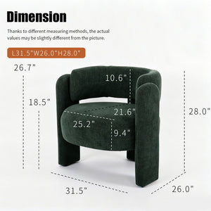 English Elm Modern Sculptural Barrel Accent Chair Hollow Cutout Back Textured Fabric Lounge Seat W2105P509586