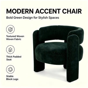 English Elm Modern Sculptural Barrel Accent Chair Hollow Cutout Back Textured Fabric Lounge Seat W2105P509586