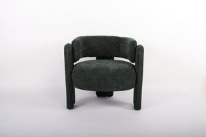 English Elm Modern Sculptural Barrel Accent Chair Hollow Cutout Back Textured Fabric Lounge Seat W2105P509586