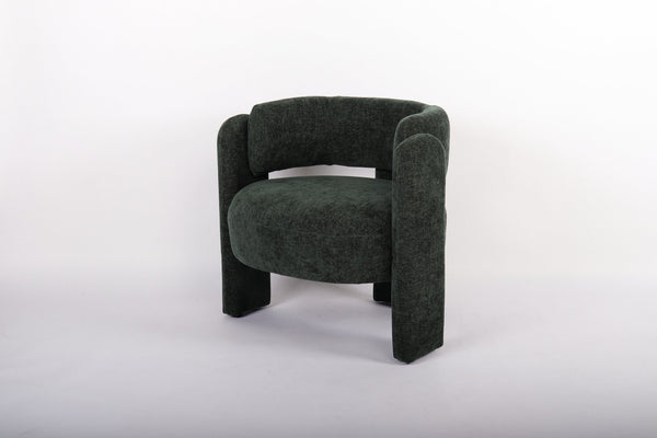 English Elm Modern Sculptural Barrel Accent Chair Hollow Cutout Back Textured Fabric Lounge Seat W2105P509586