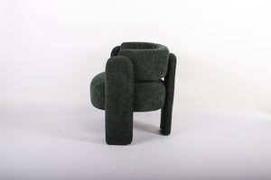 English Elm Modern Sculptural Barrel Accent Chair Hollow Cutout Back Textured Fabric Lounge Seat W2105P509586