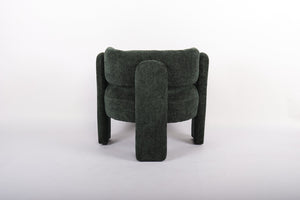 English Elm Modern Sculptural Barrel Accent Chair Hollow Cutout Back Textured Fabric Lounge Seat W2105P509586