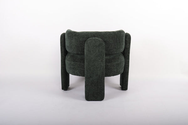 English Elm Modern Sculptural Barrel Accent Chair Hollow Cutout Back Textured Fabric Lounge Seat W2105P509586