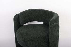English Elm Modern Sculptural Barrel Accent Chair Hollow Cutout Back Textured Fabric Lounge Seat W2105P509586