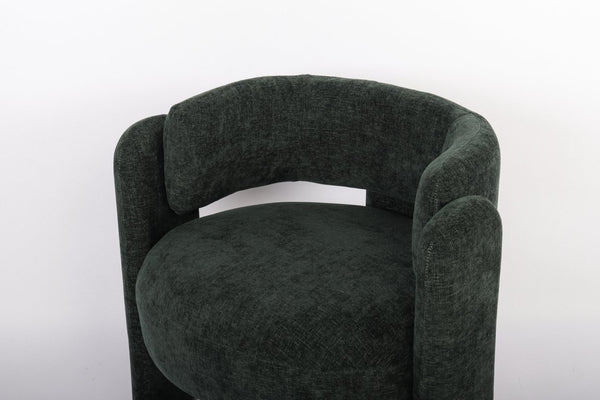 English Elm Modern Sculptural Barrel Accent Chair Hollow Cutout Back Textured Fabric Lounge Seat W2105P509586