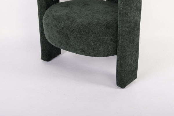 English Elm Modern Sculptural Barrel Accent Chair Hollow Cutout Back Textured Fabric Lounge Seat W2105P509586