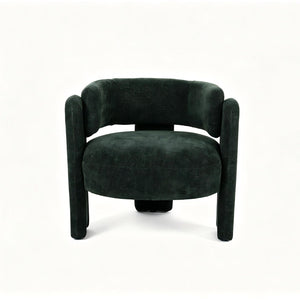 English Elm Modern Sculptural Barrel Accent Chair Hollow Cutout Back Textured Fabric Lounge Seat W2105P509586