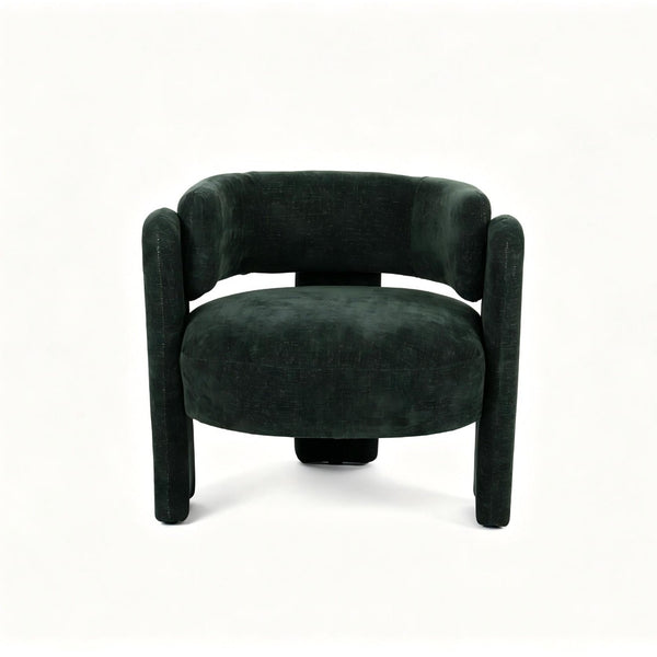 English Elm Modern Sculptural Barrel Accent Chair Hollow Cutout Back Textured Fabric Lounge Seat W2105P509586