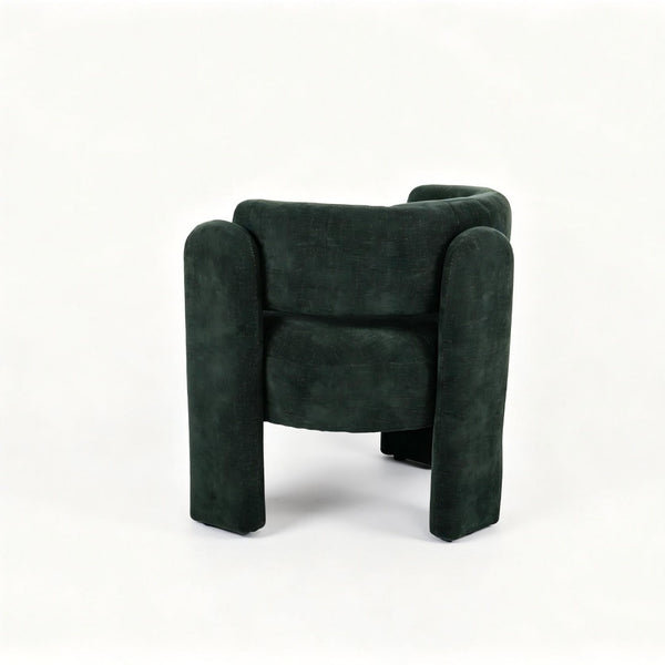 English Elm Modern Sculptural Barrel Accent Chair Hollow Cutout Back Textured Fabric Lounge Seat W2105P509586