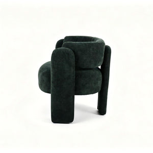 English Elm Modern Sculptural Barrel Accent Chair Hollow Cutout Back Textured Fabric Lounge Seat W2105P509586