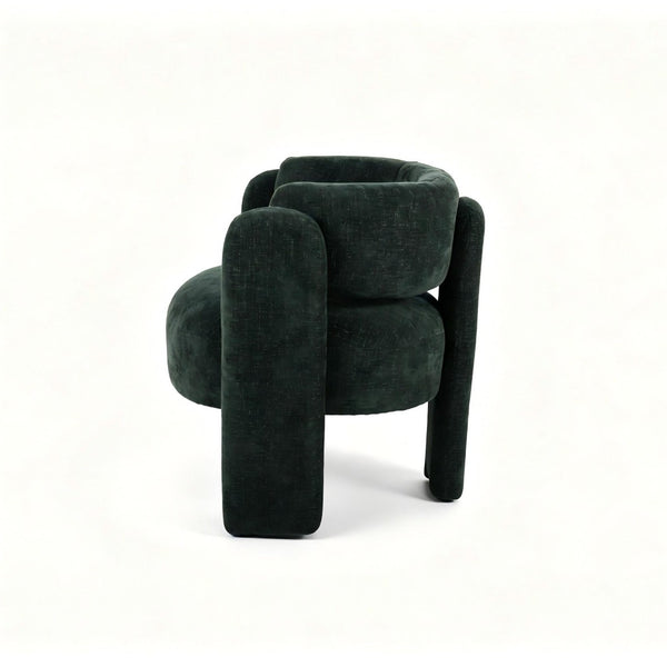 English Elm Modern Sculptural Barrel Accent Chair Hollow Cutout Back Textured Fabric Lounge Seat W2105P509586