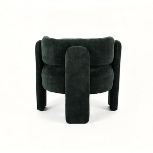 English Elm Modern Sculptural Barrel Accent Chair Hollow Cutout Back Textured Fabric Lounge Seat W2105P509586