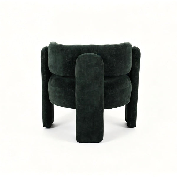 English Elm Modern Sculptural Barrel Accent Chair Hollow Cutout Back Textured Fabric Lounge Seat W2105P509586