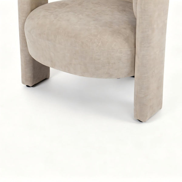 English Elm Modern Sculptural Barrel Chair Hollow Cutout Back Textured Fabric Lounge Seat W2105P509587
