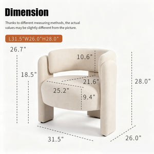 English Elm Modern Sculptural Barrel Chair Hollow Cutout Back Textured Fabric Lounge Seat W2105P509587