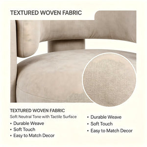 English Elm Modern Sculptural Barrel Chair Hollow Cutout Back Textured Fabric Lounge Seat W2105P509587