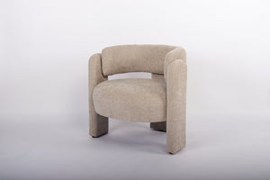 English Elm Modern Sculptural Barrel Chair Hollow Cutout Back Textured Fabric Lounge Seat W2105P509587